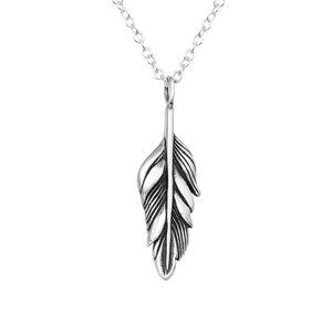Sterling Silver Leaf Pendant Necklace 17.75"